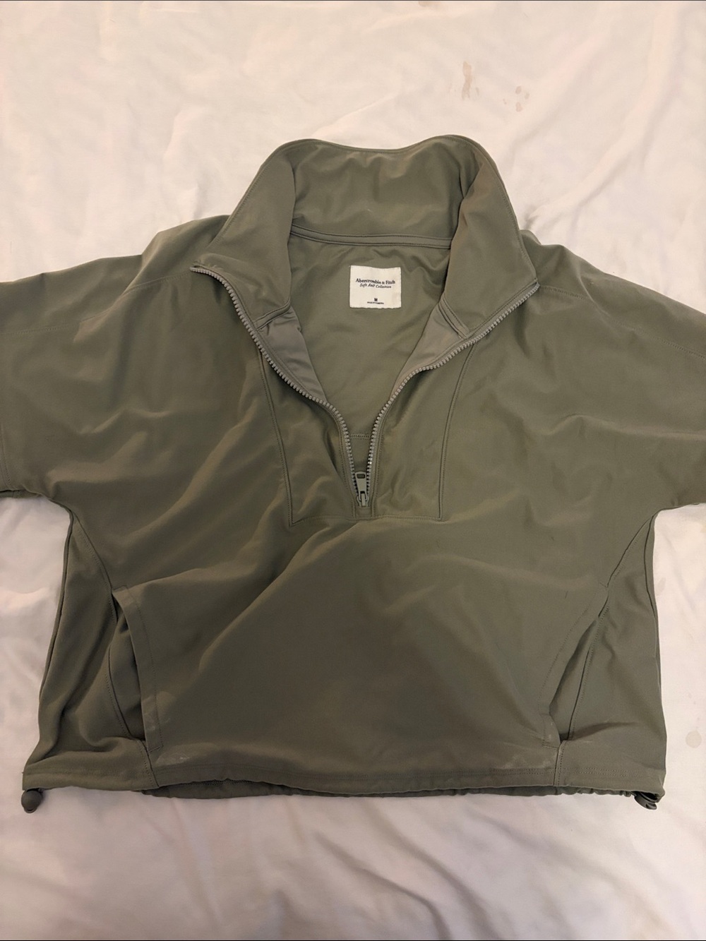 Abercrombie & Fitch Olive Half-Zip Hooded Pullover Jacket - Women